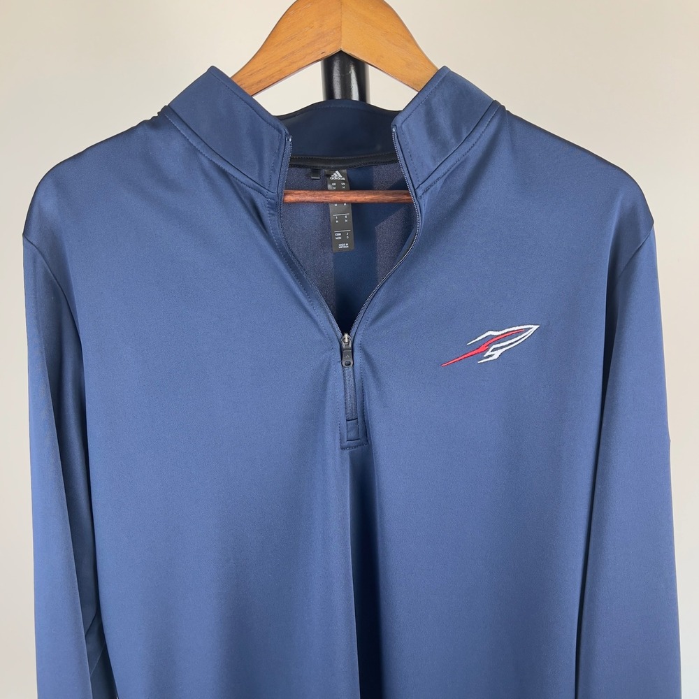 Adidas Mens Navy Blue Quarter Zip Pullover Long Sleeve Active Top Size Medium